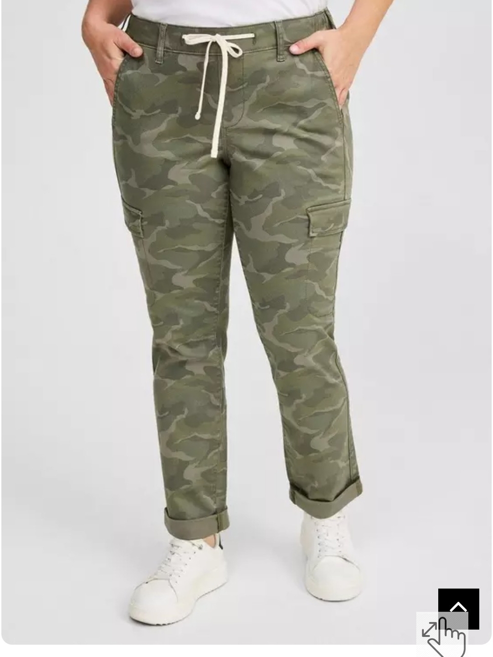 NWT Torrid Camo Drawstring Weekend Straight Cargo Pant sz 1 Short - Picture 2 of 7